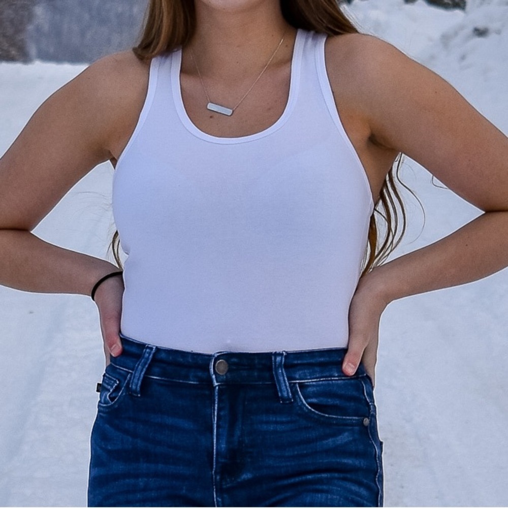 White Racerback Zenana Bodysuit